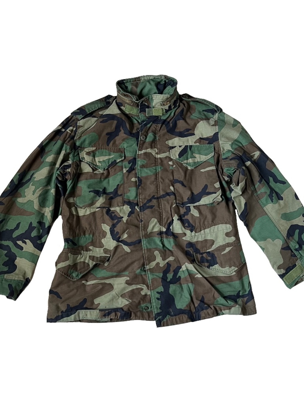Vintage M65 Field Coat Regular Cold Weather Camo Jacket Woodland Army